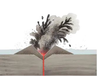 1. The first, explosive eruption into the harbour builds a tuff ring