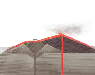 3. A second batch of lava builds the shield over the old tuff ring