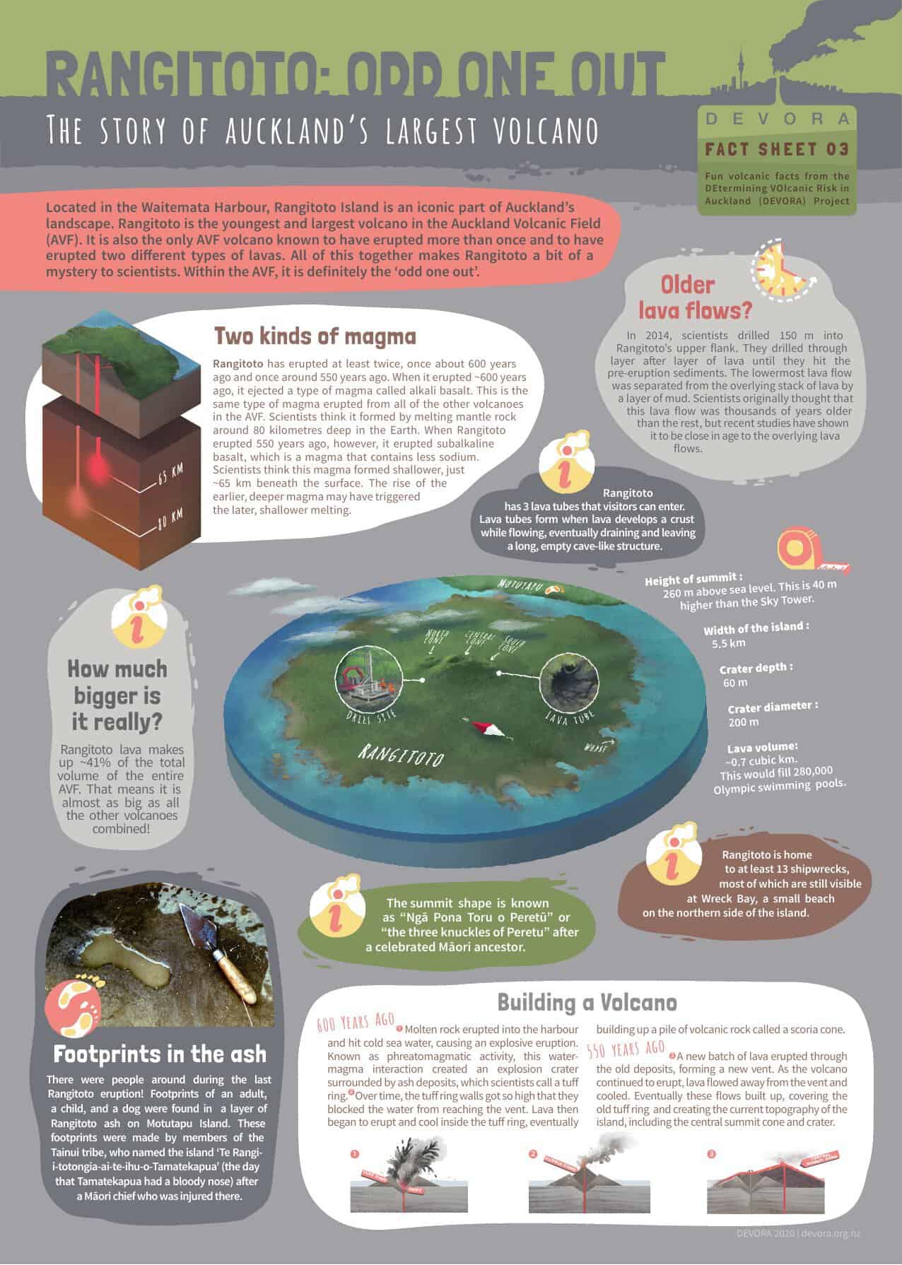 Cover of the DEVORA fact sheet Rangitoto: Odd One Out